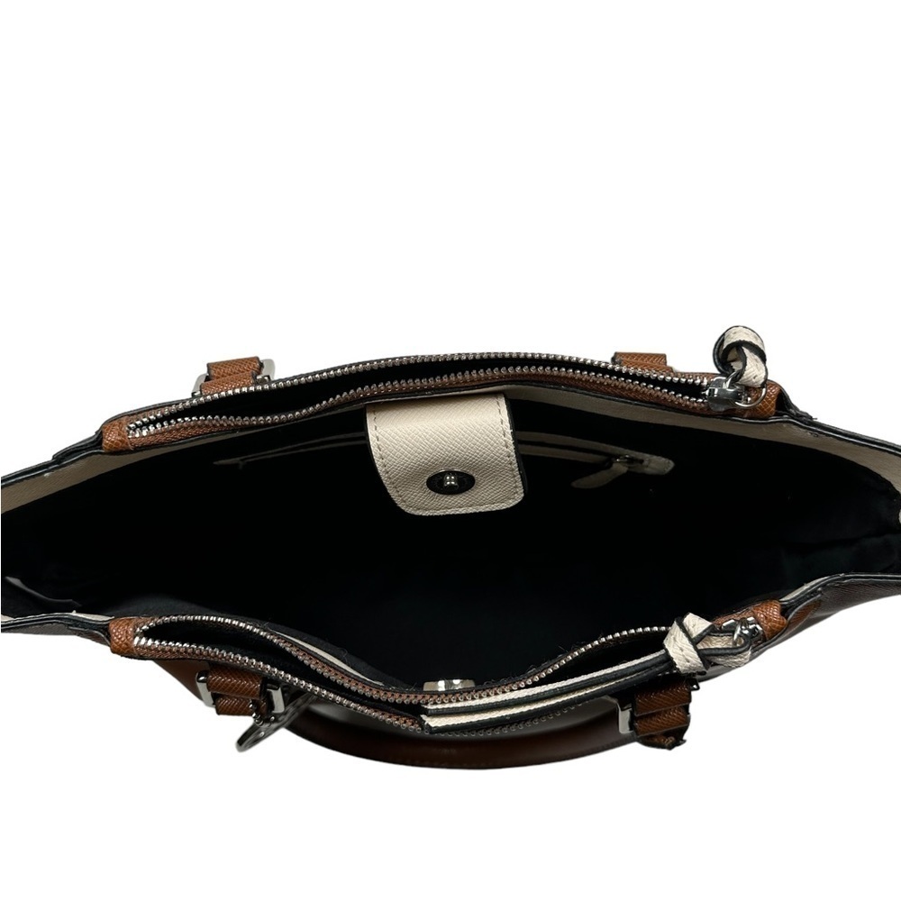 Mondani Rita Tote Satchel Brown Faux Saffiano Leather Handbag Purse - Picture 7 of 8